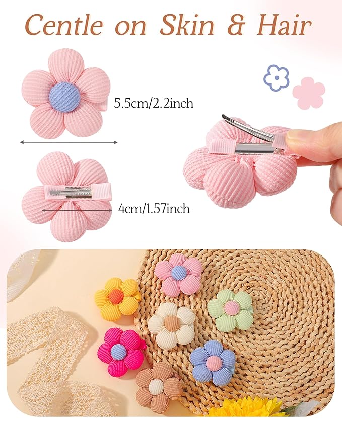 doboi 14 Pcs Flower Hair Clips Non Slip Flower Bows Alligator Clips Hair Accessories for Little Girls Toddlers Teens and Women