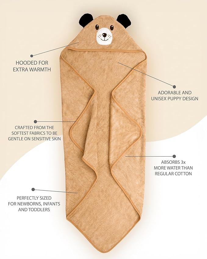 MINIBOO Hooded Baby Towels for Newborn & Toddler - Super Soft Baby Bath Towels with Hood, Highly Absorbent Viscose Made from Bamboo Hooded Towel for Boys, Girls, Newborn Essentials
