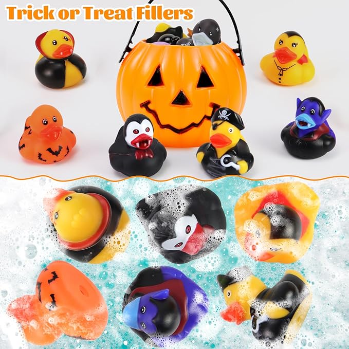 30 Pcs Jeep Ducks for Ducking, Halloween Ducks for Jeeps Ducking, Halloween Rubber Ducks for Kids, Assortment Mini Rubber Duckie Toys for Trick or Treat Fillers Baby Bath Shower Toys
