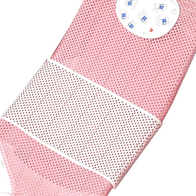Fafeicy Baby Bath Seat Support Non Slip Mesh Cushion Portable Bath Tub Seat Net for Newborns to Toddlers (Pink, PP Material, with Pillow and Slip Pad)
