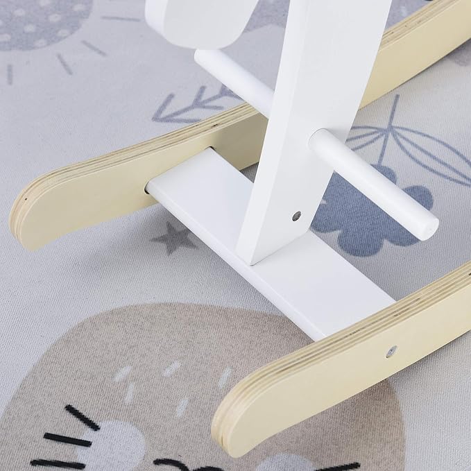 Qaba Wooden Rocking Horse Toddler Baby Ride-on Toys for Kids 1-3 Years with Classic Design & Solid Workmanship, White