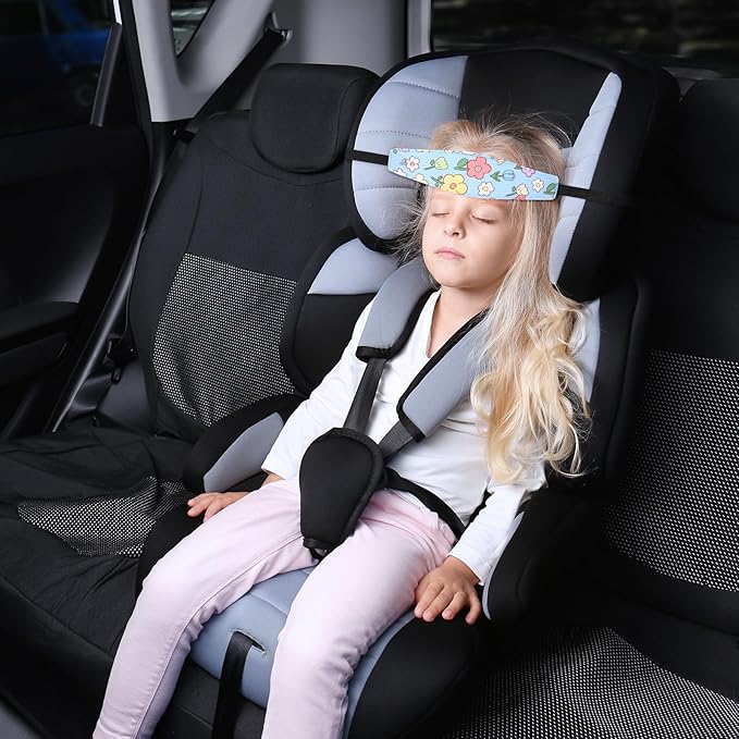 Hestya 2 Pieces Baby Car Seat Head Straps, Carseat Head Support for Toddler Holder Band Headrest, Stroller Sleeping Headrest Neck Relief for Kids Children Toddler Infant(Classic Flower)