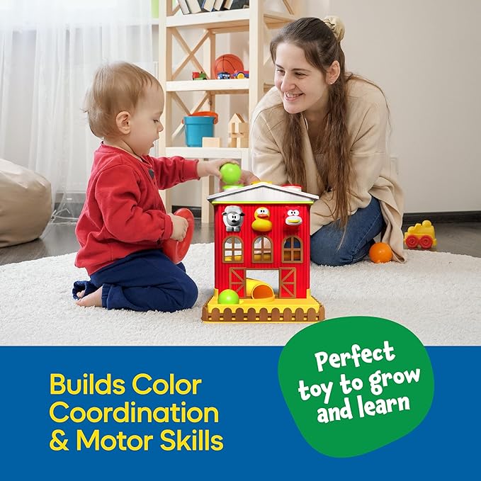 Pound A Ball Barn House with Lights & Music, Easter Basket Stuffers for Toddler, Fun Learning Toy Gift for 8 12 18 24 Month Old Baby and Toddlers 1-3, Montessori, Toys for 1 Year Old Boys and Girls