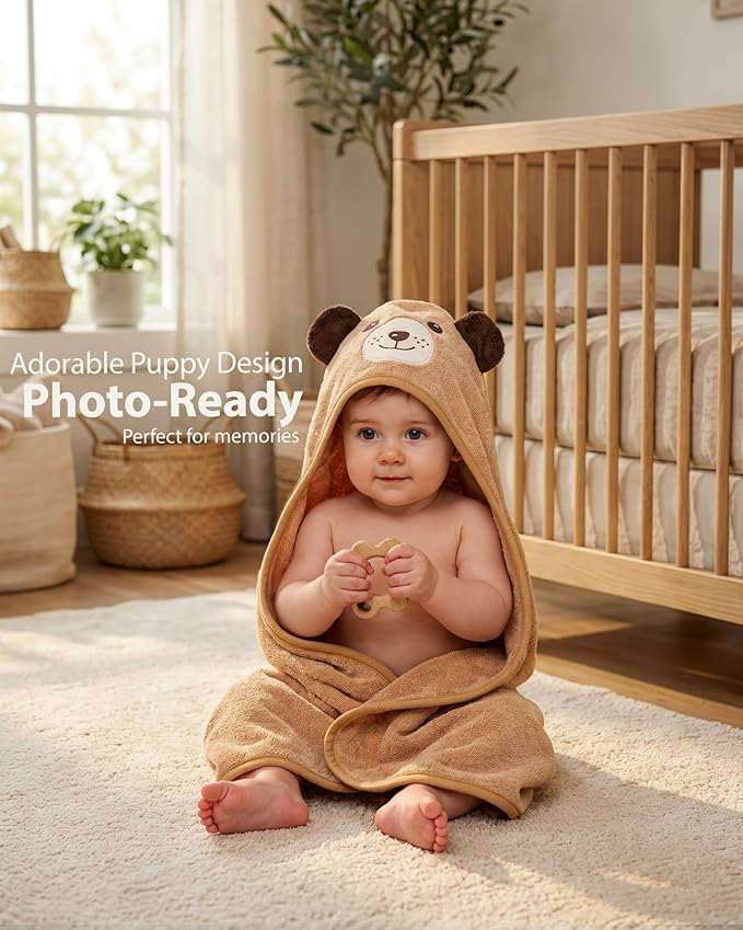MINIBOO Hooded Baby Towels for Newborn & Toddler - Super Soft Baby Bath Towels with Hood, Highly Absorbent Viscose Made from Bamboo Hooded Towel for Boys, Girls, Newborn Essentials