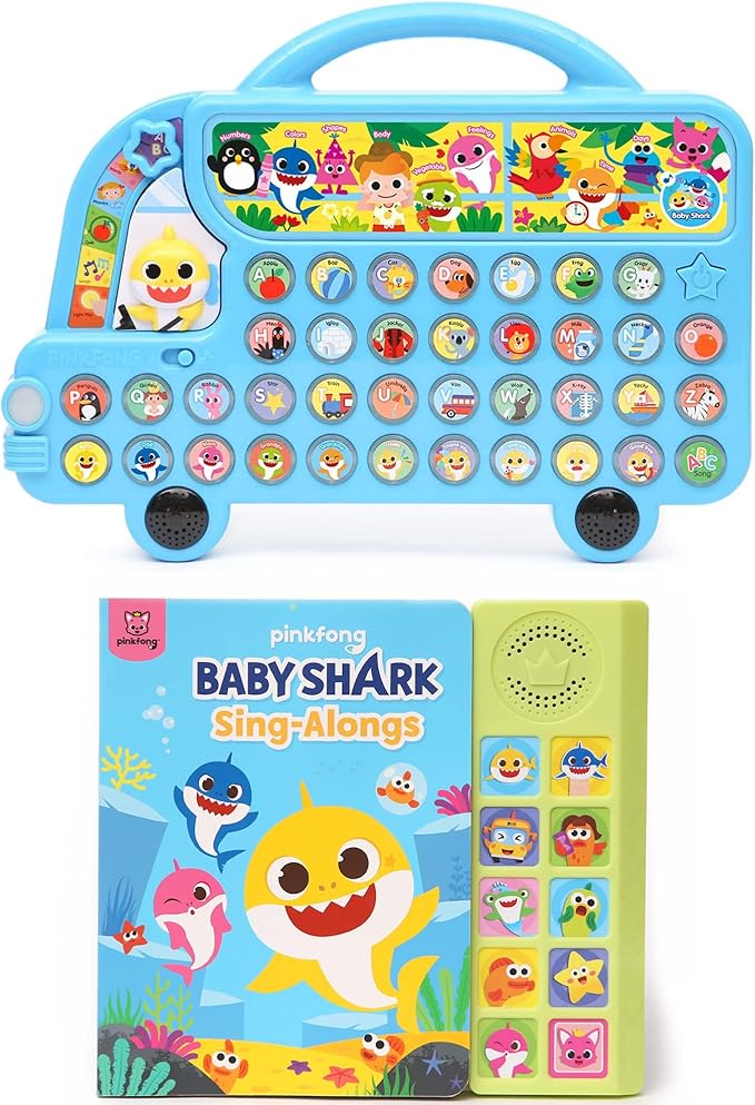 Pinkfong Baby Shark ABC Alphabet Bus & Sing-Alongs 10-Button Sound Book Bundle | Baby Shark Toys & Books | Interactive Learning Toys for Toddlers 1–3 | Educational Gifts for Boys & Girls