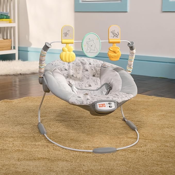 Bright Starts Disney Baby Winnie The Pooh Classic Pals Vibrating Baby Bouncer Seat with Melodies & Toys, Unisex, 0-6 Months