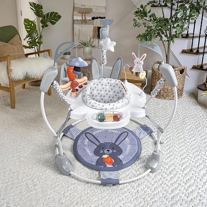 Baby Activity Center, Baby Jumper Activity Center with Music, Interactive Toys, 360° Rotating Seat, 3 Adjustable Heights, Infant Activity Jumper for 6+ Months (Rabbit)