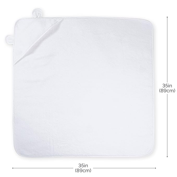 Natemia Hooded Baby Bath Towel - 100% Organic Cotton Baby Towels for Newborns, Toddlers, Boys, Girls - Soft Absorbent 450 GSM - Gentle on Sensitive Skin - Baby Shower Registry Gift (35" x 35")