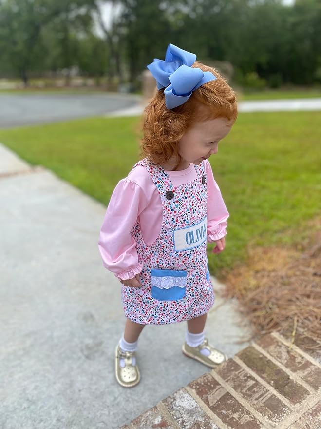 Wee Ones Girls' Classic Grosgrain Hair Bows with Plain Wrap Center, No-Slip Hair Clip, Handmade, Blue Bird, Medium