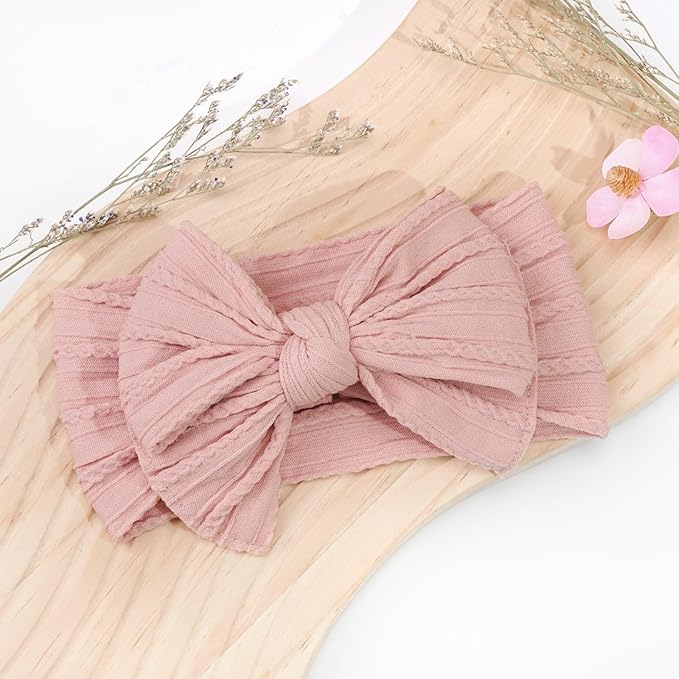 CÉLLOT 6 Pcs Baby Bows Headbands Nylon Hairbands Baby Girl Bows Hair Accessories for Newborn Infant Toddler Essentials (Nature Color Series)