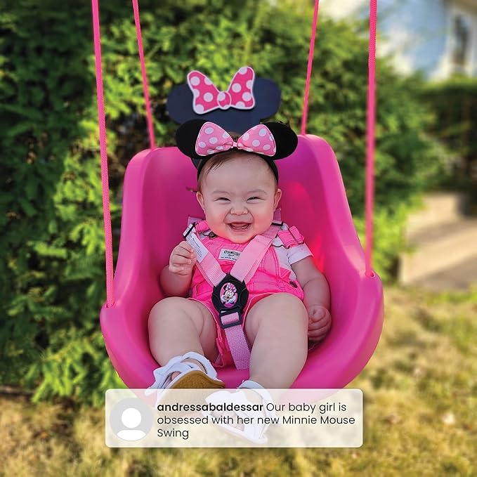 Disney Minnie Mouse 2-in-1 Outdoor Swing by Delta Children – for Babies and Toddlers – Full Bucket Seat
