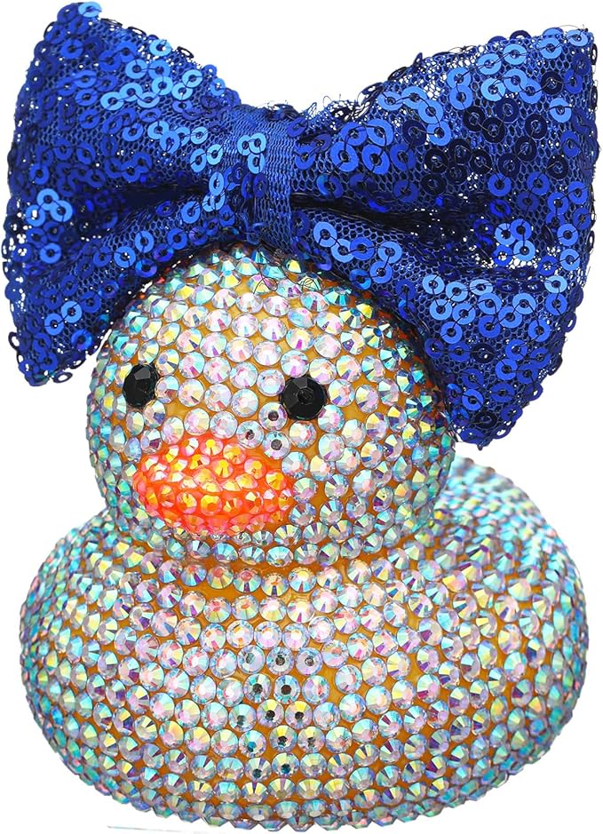 Sotiff Cheerleader Gifts Ideas Rhinestone Crystal Rubber Ducks You've Been Cheer Ducked Cheer Team Inspirational Gift Accessories for Women Teammate (Blue)