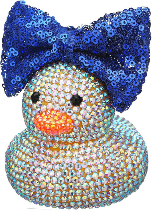 Sotiff Cheerleader Gifts Ideas Rhinestone Crystal Rubber Ducks You've Been Cheer Ducked Cheer Team Inspirational Gift Accessories for Women Teammate (Blue)