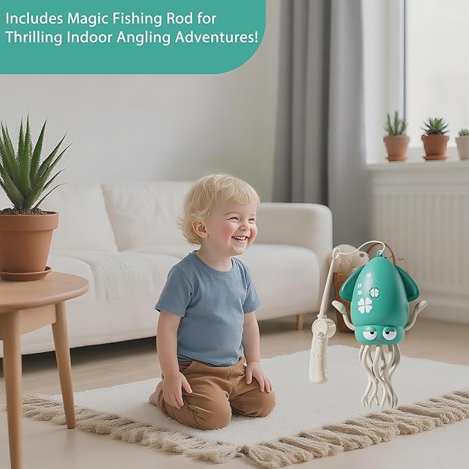 Electric Crawling Dancing Octopus Toy for Walking Baby Boy Girl 0-6 6-12 12-18 Months, Infant Tummy Time Musical Magic Dancing Squid Toy for 3 4 5 6 7 8 9 10 11 12 Toddler 1st Birthday Gift