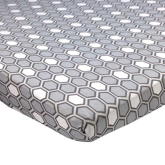 Pack n Play Fitted Sheet – Super Soft, 100% Natural Jersey Cotton – 27” x 39” – for Boys and Girls, Fits Pack n Play, Playard and Foldable Mattresses - Covered Elastic Hem – Honeycomb Gray