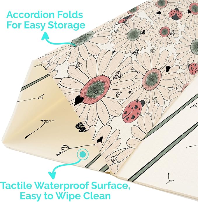 JumpOff Jo Foldable Foam Play Mat – Large Waterproof Baby & Toddler Activity Floor Mat, Double-Sided 70 x 59 Inch Play Surface
