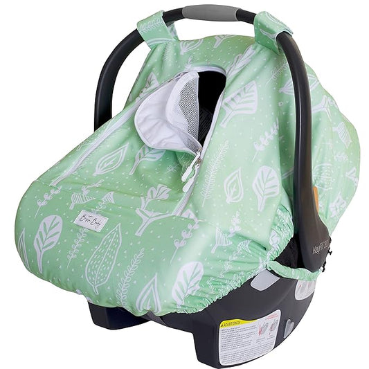 Car Seat Canopy Stroller Covers for Infant Boy and Girl Babies Stretchy and Kick Proof with Net Multi Use Soft and Breathable (Green Foliage)