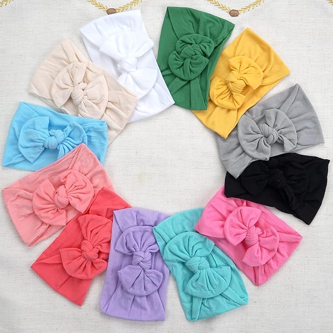 CÉLLOT Super Stretchy Soft Knot Headbands with Hair Bows Head Wrap Hair Accessories For Newborn Baby Girls Infant Toddlers Kids