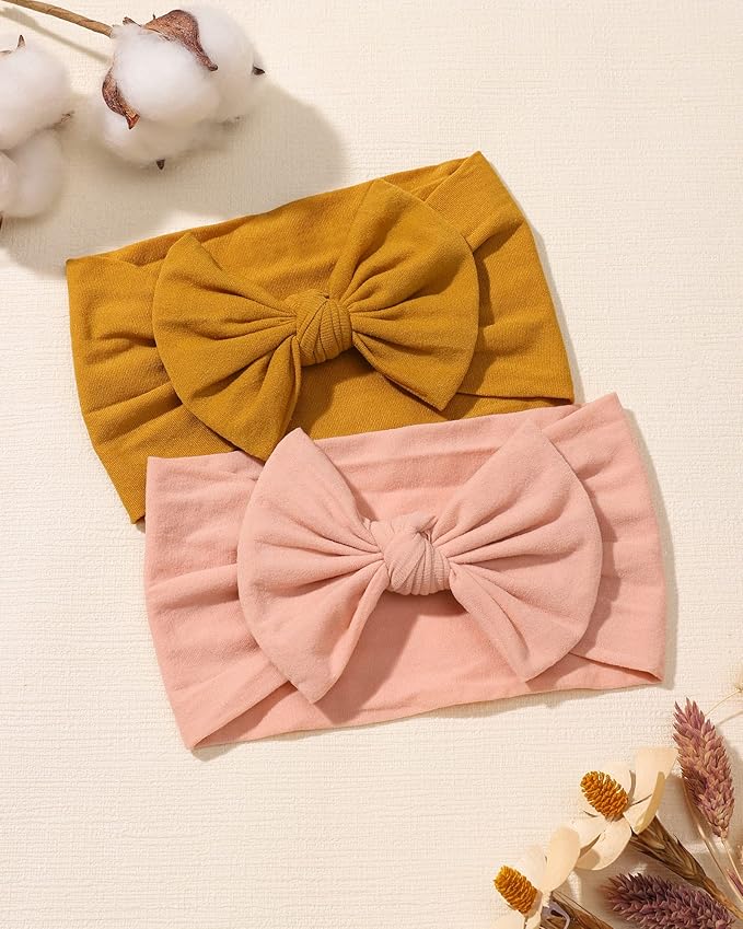 jollybows 12pcs Baby Nylon Headbands With Bow Elastic Hairband For Girls Newborn Infant Toddlers Kids Hair Accessories