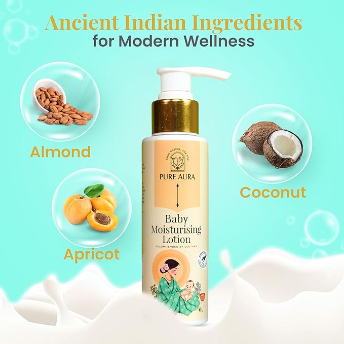 Rich Baby Moisturizing Lotion 100ml for Newborns & Kids Gentle Daily Use Cream for Soft Sensitive Skin Ayurvedic Chemical Free Hydrating Baby Lotion Made in India