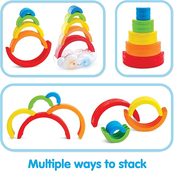 Kidoozie Musical Stack & Learn Rainbow - Stacking Activity Toy for Infants and Toddlers 6-24M - Motion Activated Lights and Sounds - Encourages Early Learning and Fine Motor Skills