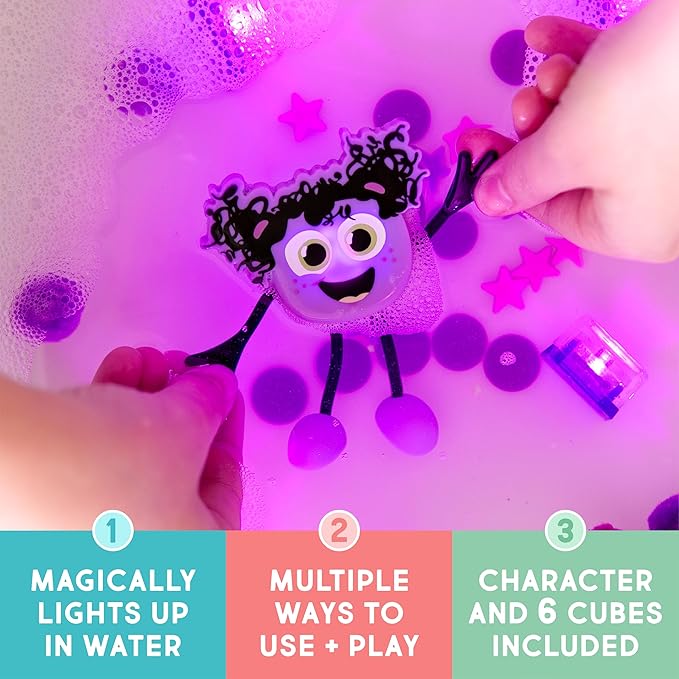 New Glo Pals Lumi Water-Activated Bath Toy with 6 Reusable Light-Up Cubes for Sensory Play