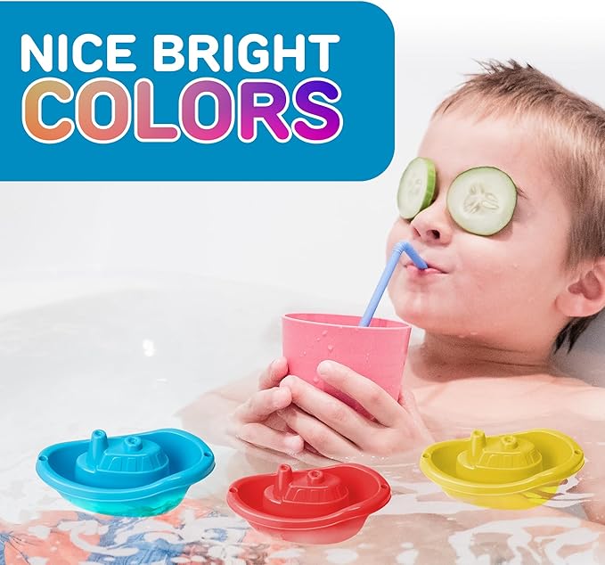 Stackable Toy Boat – 6pcs Educational Water Toys for Toddlers 1-3, Baby Pool Essentials, Baby Bath Toys for Kids Ages 1-3 & Toddler Pool Toy for 1 Year Old & Up, Fun Accessories for Bathtime