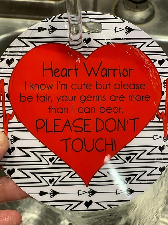 Three Little Tots Two Pack - Heart Warrior No Touching Baby Car Seat and Stroller Signs - CPSIA Safety Tested
