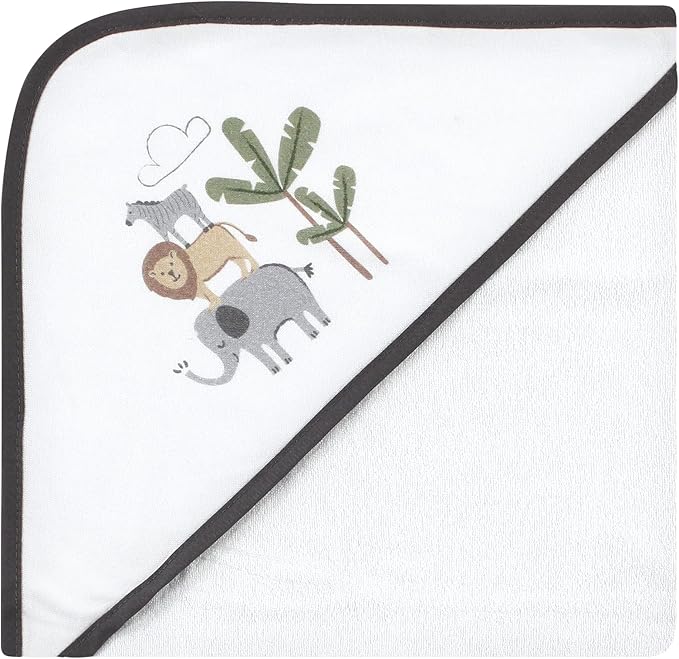 Hudson Baby Unisex Baby Cotton Rich Hooded Towels, Safari Life, One Size
