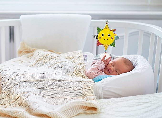 Clementoni - Carillon Soleil - Soft Sun - Musical Soft Toy - Development of Emotions - Moments of Relaxation - Soft Fabric - Easy to Hang - for Children from 0 Months, Yellow