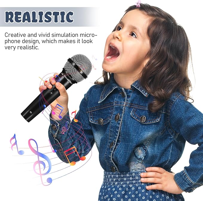 NUOBESTY Microphone for Kids, 6.4" Fake Toy Microphones for Toddler Plastic Pretend Play Mic Prop for Halloween, Christmas, Kid Karaoke Costume Cosplay Prop, Party Favors