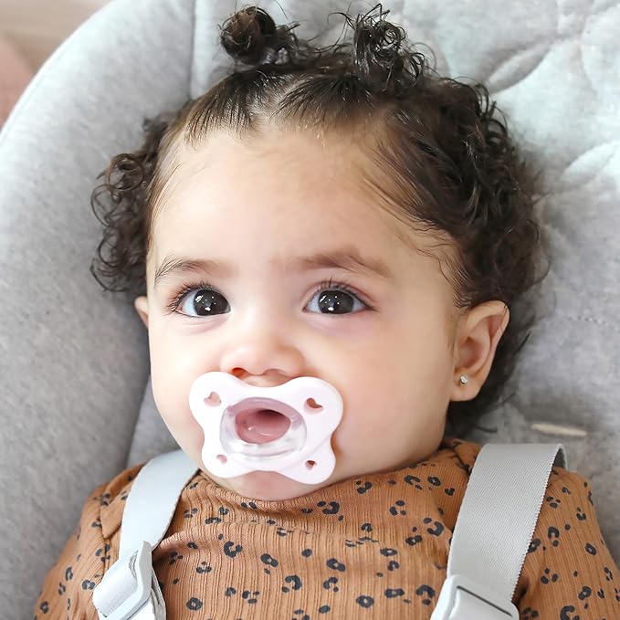 Chicco PhysioForma Dual Soft Orthodontic Pacifier for Babies 2-6 Months, 100% Soft Silicone, Supports Breathing, One-Piece Design, Included Sterilizing Case, BPA Free, 2-Pack, Pearl/Ballet Slipper