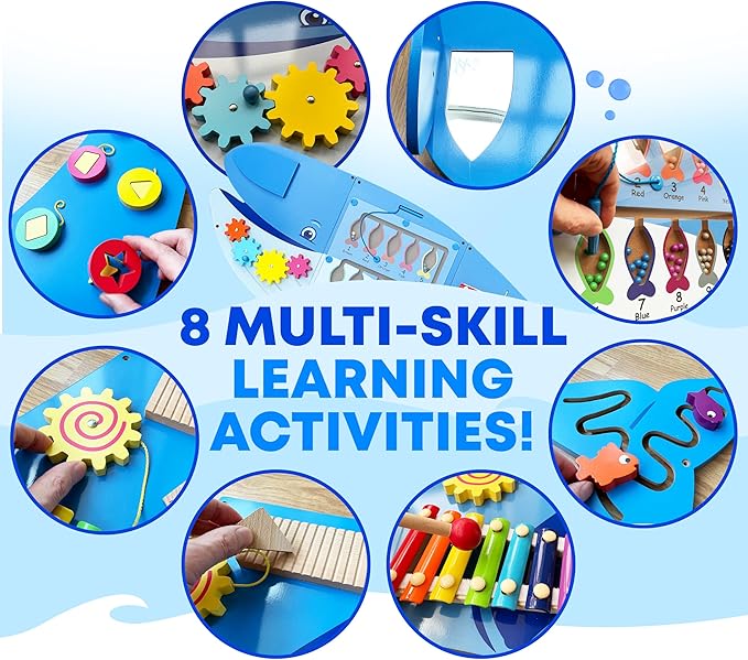 Molcey Sensory Wall Panel for Kids, Includes Removable Theme Stickers, Large Busy Board Wall Mounted Activity Board for Toddlers 1-3, Montessori Wall Toys Interactive Play Panel for Babies Ages 3-5