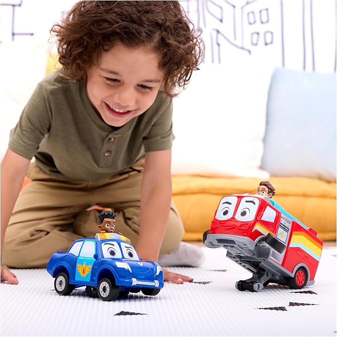 Disney Junior Firebuds, Jayden and Piston Toy Car with Pull-Back Feature and Doughnut Drift Action, Kids’ Toys for Boys and Girls Aged 3 and Up