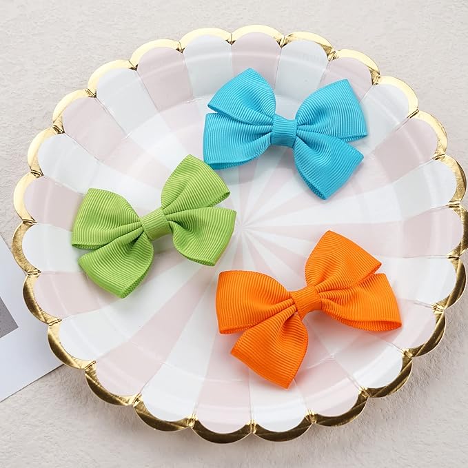 50PCS Baby Girls Hair Clips, 3 Inch Grosgrain Ribbon Hair Bows Toddlers Girls, Alligator Clips Barrettes Hair Pins Hair Accessories for Infants Kids 25 Colors In Pairs