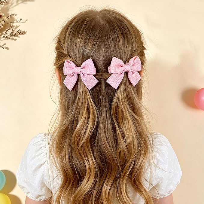 20PCS Baby Girl Dog Gift Wrap Hair Bow Clips Barrettes Colorful Waffle Textured Bow Hair Clips for Girls, Cute Butterfly Accessories Alligator Clip for Little Girls Toddler Kids Teens