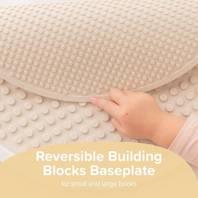 Inspire My Play - Silicone Building Blocks Baseplate - Compatible with All Major Building Block Brands - Double Sided for Large Building Blocks - Perfect Accessory for Sensory PlayTray - Stone