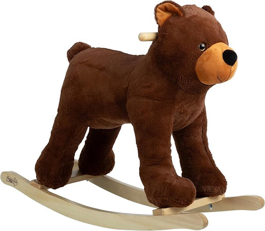 Rocking Horse - Plush Bear Animal Rocker - Toddler Ride on Toys for Ages 3 and Up - Wooden Rocking Horse - Ride on Toys by Happy Trails (Brown)