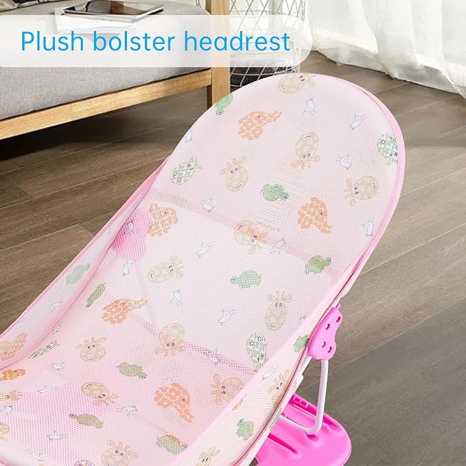 Foldable Baby Bather - Baby Bath Support with 3 Adjustable Positions for Newborns to 12 Months (Pink-01)