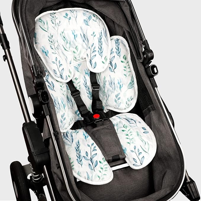 DILIMI Infant Car Seat Insert, 2-in-1 Carseat Head Support for Newborn, Soft Baby Head Support for Car Seat, Stroller, Bouncers, Green Leaf