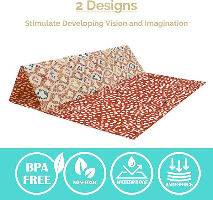 JumpOff Jo Foldable Foam Play Mat – Large Waterproof Baby & Toddler Activity Floor Mat, Double-Sided 70 x 59 Inch Play Surface
