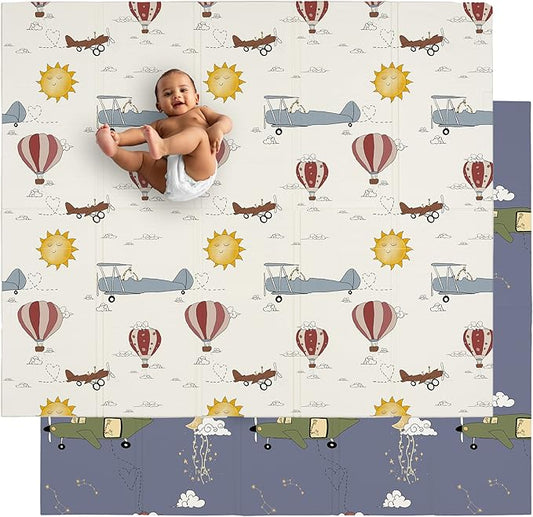 JumpOff Jo Foldable Foam Play Mat – Large Waterproof Baby & Toddler Activity Floor Mat, Double-Sided 70 x 59 Inch Play Surface