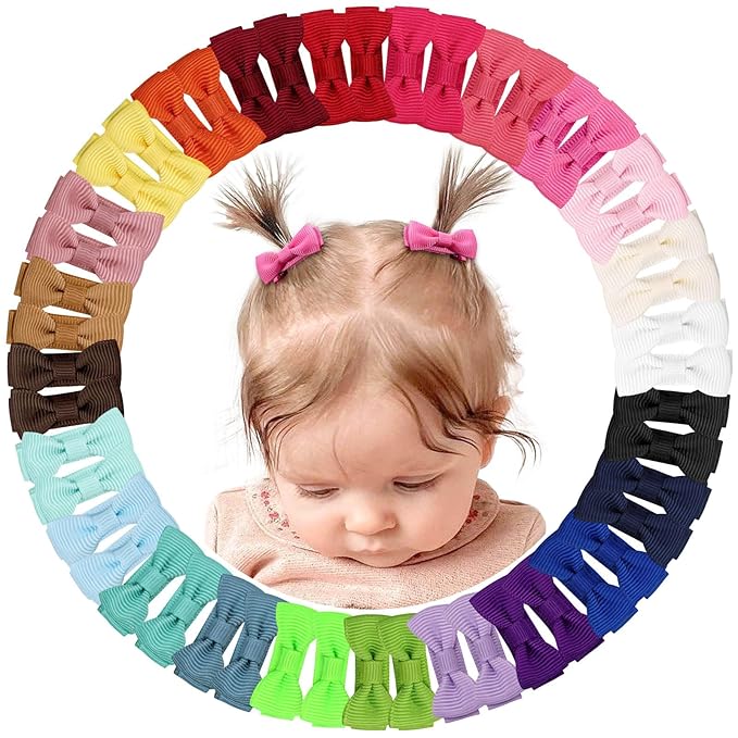 48PCS 2inch OAOLEER Girls Hair Clips and Pins - Fully Lined Bows Alligator Clips for Infants and Toddlers, 24 Colors in Pairs (Style B-48pcs)