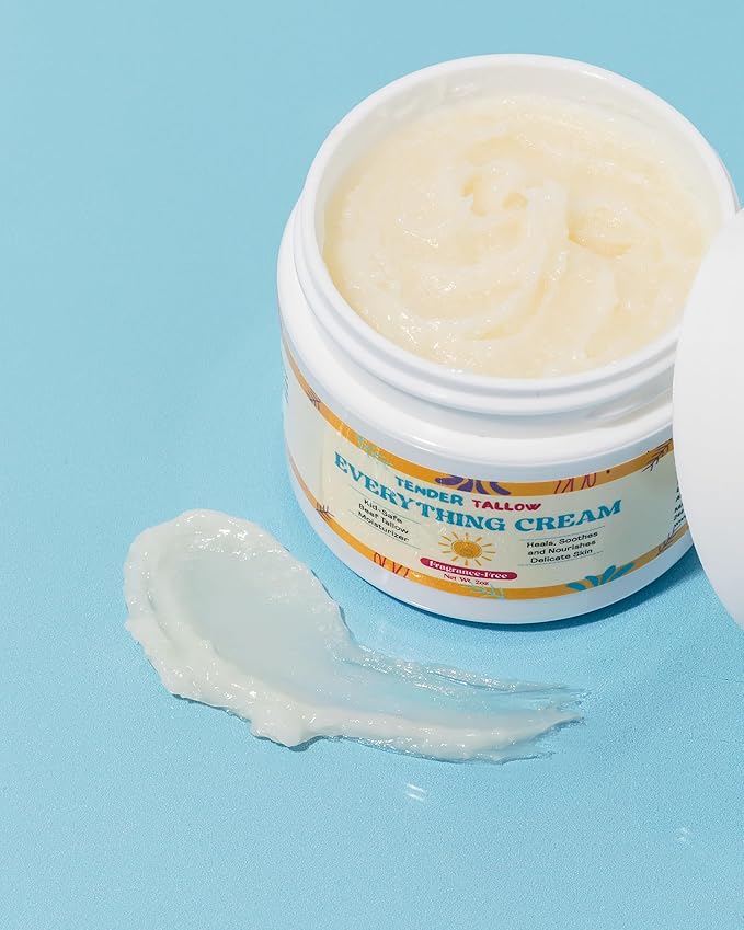 Lavender Vanilla Beef Tallow Baby Cream for Eczema Prone Sensitive Skin – 100% Grass Fed Tallow Balm for Dry Skin, Diaper Rash, Cradle Cap – Natural Non-Toxic Baby Lotion for Babies and Kids, 2oz