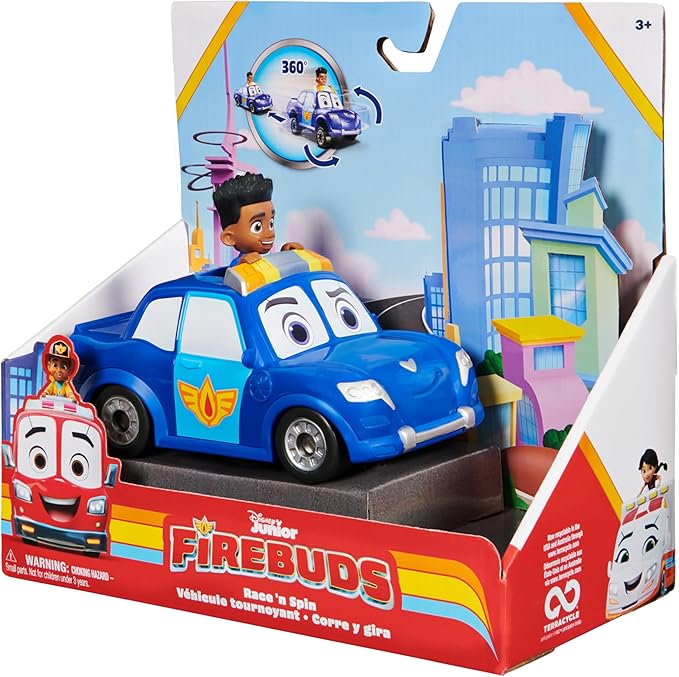 Disney Junior Firebuds, Jayden and Piston Toy Car with Pull-Back Feature and Doughnut Drift Action, Kids’ Toys for Boys and Girls Aged 3 and Up