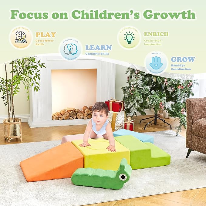 Climbing Toys for 1-3 Year Old,Toddler Climbing Toys Indoor, Baby Climbing Blocks, 7-Piece Soft Foam Climbing Blocks Set,Toddler Playtime Corner Climber Foam Play Gym for Climbing Crawling and Sliding