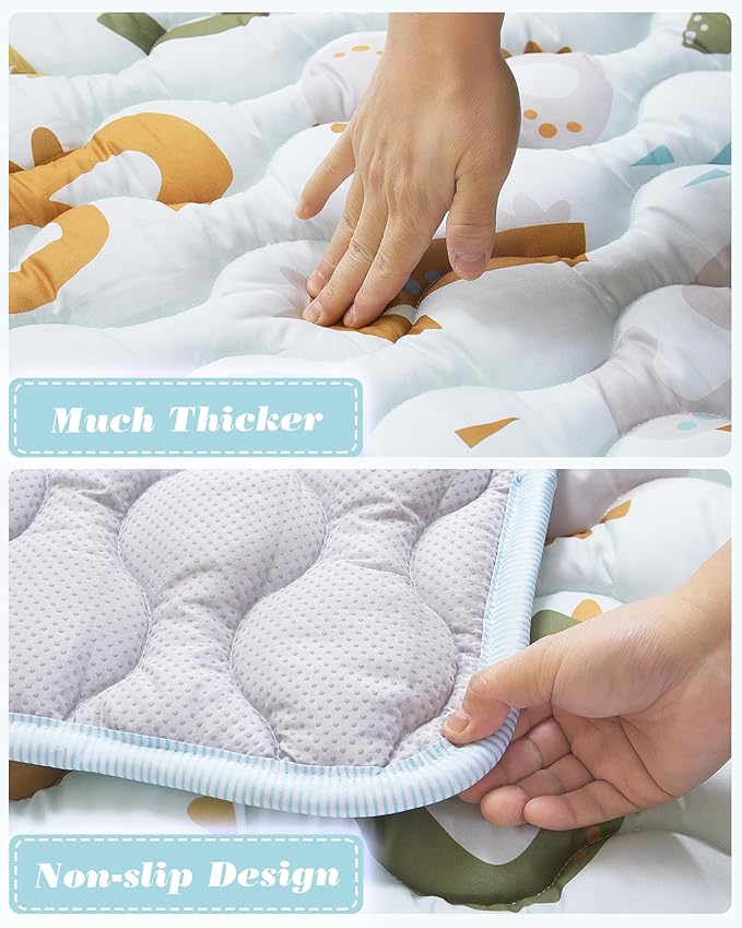 Viviland Baby Mats for Floor, 50x50 Inch Playpen Mat, Thick Cushioning Padding Playmat for Baby and Toddlers Infants, Non-Slip & Machine Washable, Blue Numbers