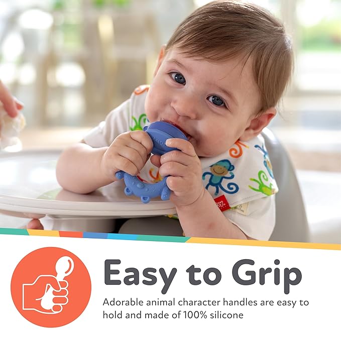 Nuby Silicone Nibbler Feeder for Kids - Soft Baby Feeding and Teething Toy - 10+ Months - Coral Dino