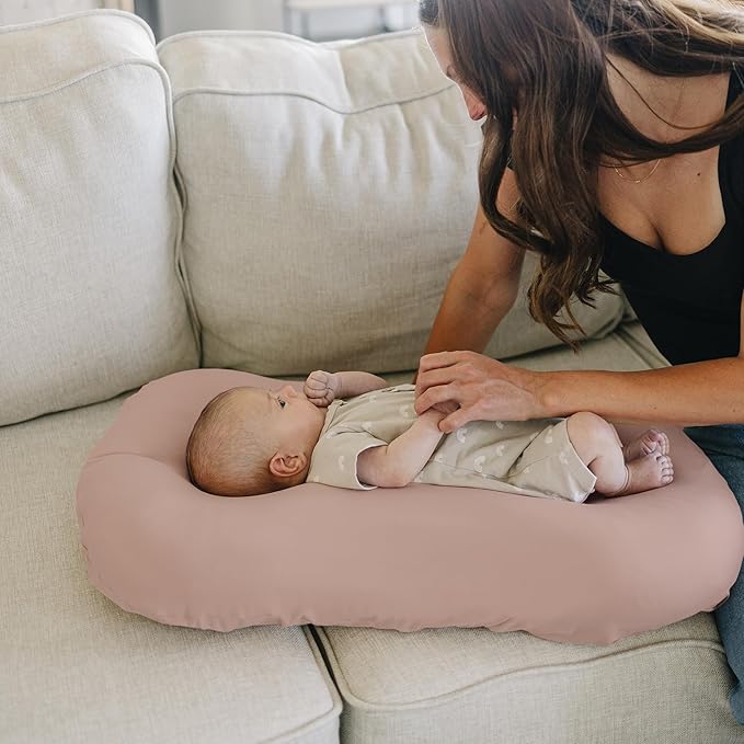 Konssy 2 Pack Baby Lounger Cover, Stretchy and Soft Newborn Lounger Cover, Infant Lounger Slipcover for Boys Girls, Covers Only (Blossom,Taupe)