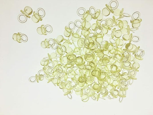 CalCastle Craft (144 Pieces) 3/4" Small Acrylic Baby Pacifiers Baby Shower Decoration Table Scatter Blue, Pink, Clear, Yellow (Yellow)